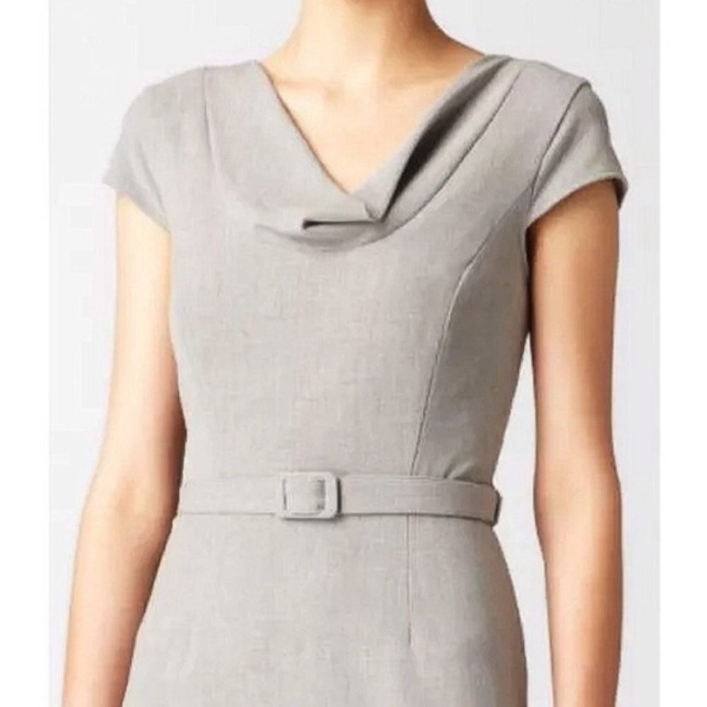 Calvin Klein Gray Cowl Neck Belted, Size 2